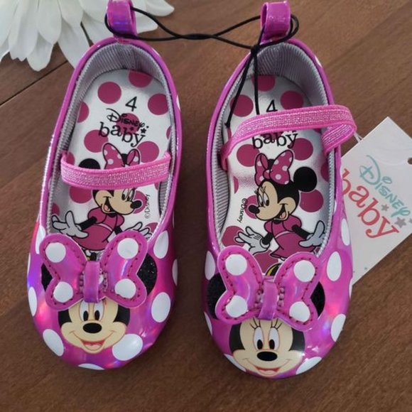 NWT Disney Minnie Mouse Baby Girl Ballet Flat, Spring/Summer, Pink Polka Dot, Sh - Picture 6 of 7